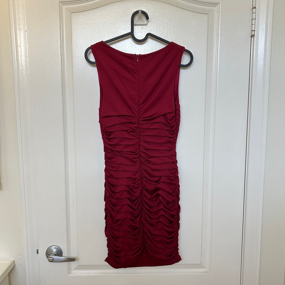 Maroon Ruched Mini Dress - Picture 4 of 4